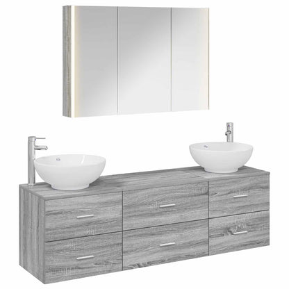 Bathroom Furniture Set 4 pcs Grey Sonoma