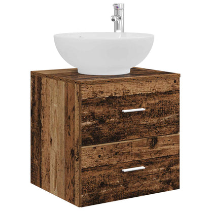 Bathroom Furniture Set 4 pcs Old Wood Engineered Wood and Glass