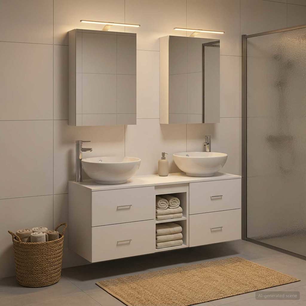 Bathroom Furniture Set 5 pcs White Engineered Wood and Glass