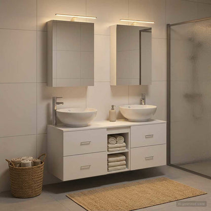 Bathroom Furniture Set 5 pcs White Engineered Wood and Glass