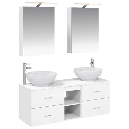 Bathroom Furniture Set 5 pcs White Engineered Wood and Glass