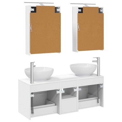 Bathroom Furniture Set 5 pcs White Engineered Wood and Glass