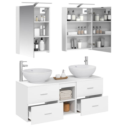 Bathroom Furniture Set 5 pcs White Engineered Wood and Glass