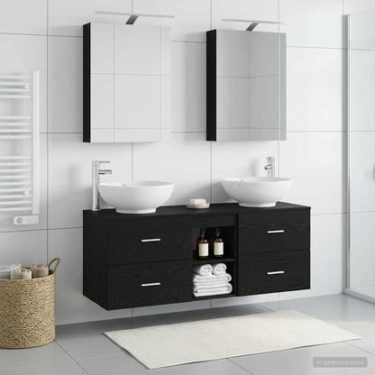 Bathroom Furniture Set 5 pcs Black Oak