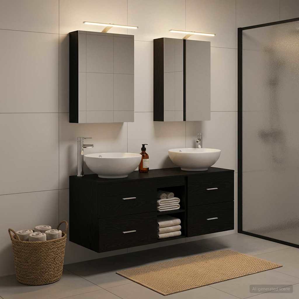 Bathroom Furniture Set 5 pcs Black Oak