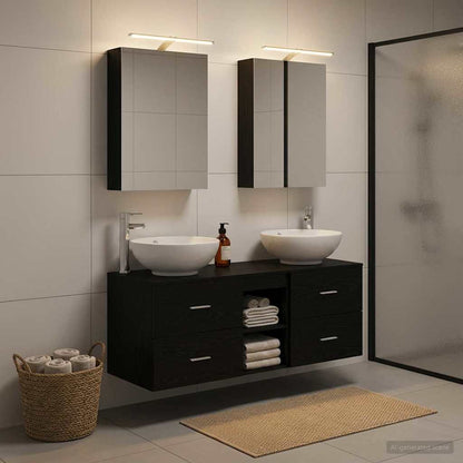 Bathroom Furniture Set 5 pcs Black Oak