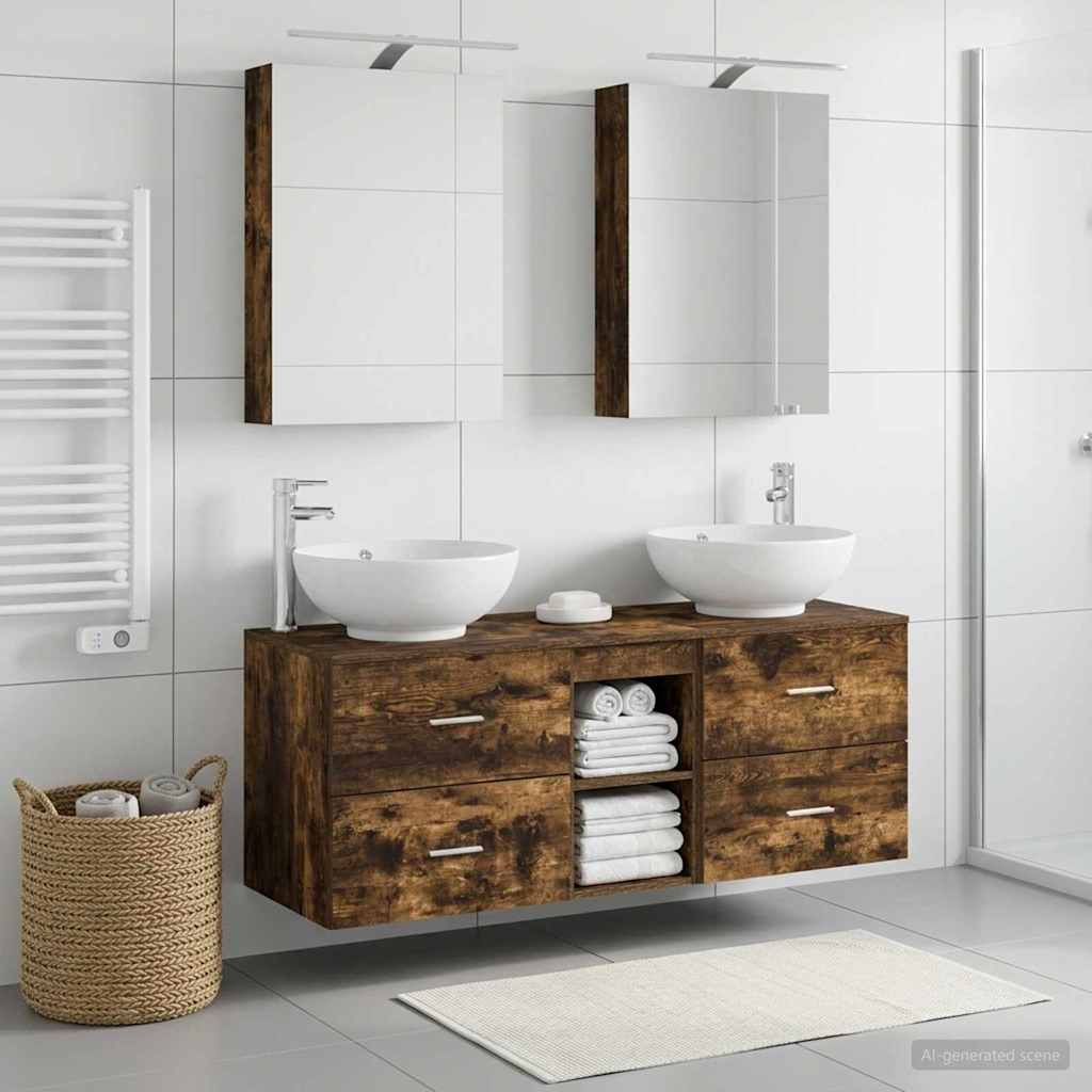 Bathroom Furniture Set 5 pcs Smoked Oak
