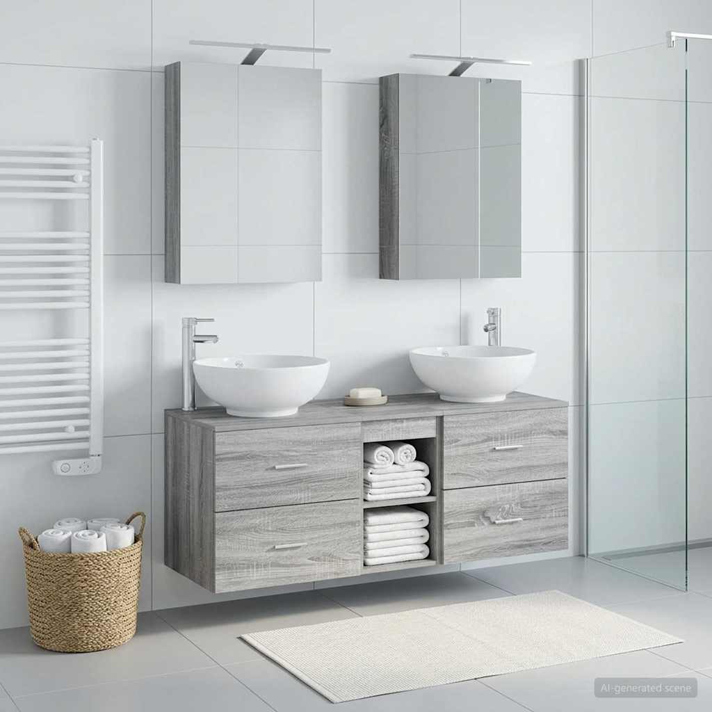 Bathroom Furniture Set 5 pcs Grey Sonoma