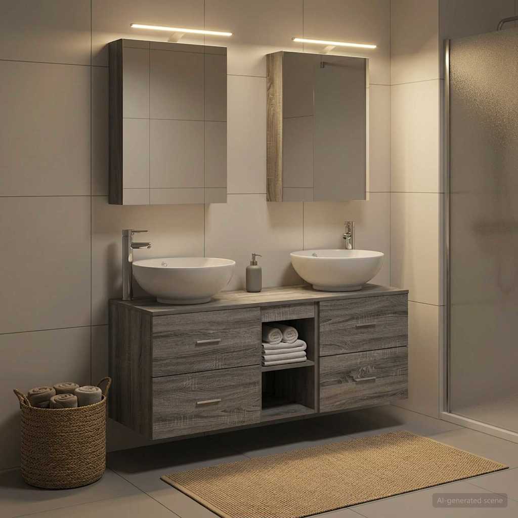 Bathroom Furniture Set 5 pcs Grey Sonoma