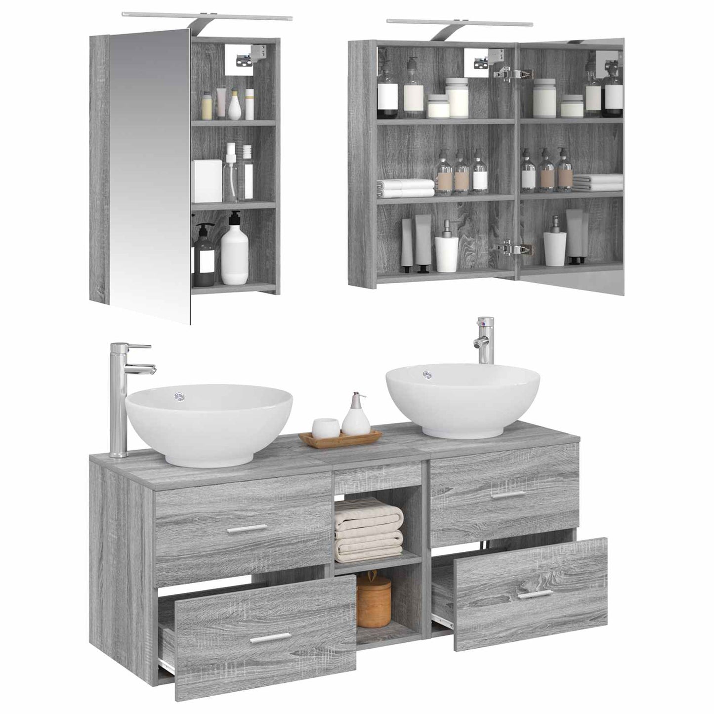 Bathroom Furniture Set 5 pcs Grey Sonoma