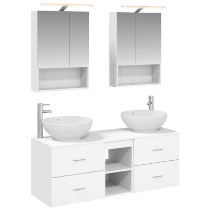 Bathroom Furniture Set 5 pcs White Engineered Wood and Glass