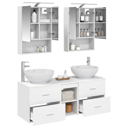Bathroom Furniture Set 5 pcs White Engineered Wood and Glass