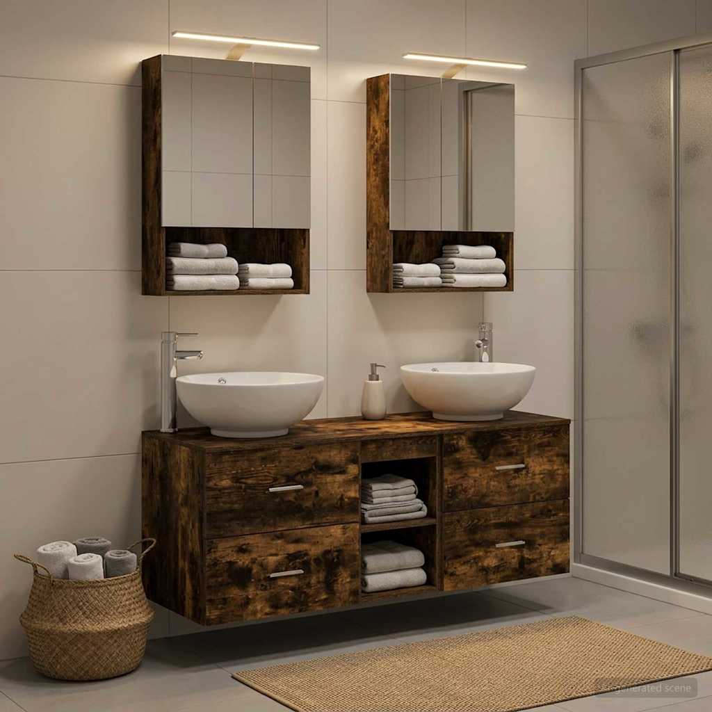 Bathroom Furniture Set 5 pcs Smoked Oak
