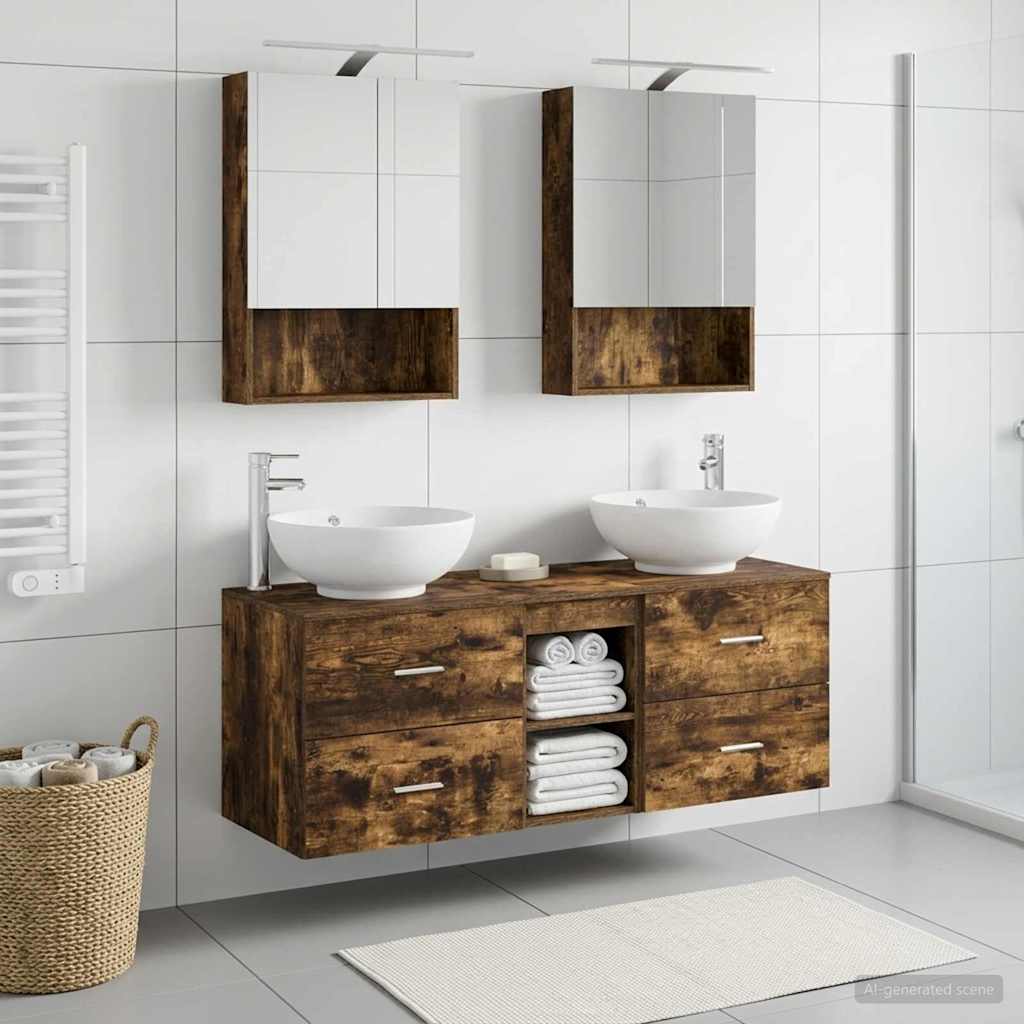 Bathroom Furniture Set 5 pcs Smoked Oak