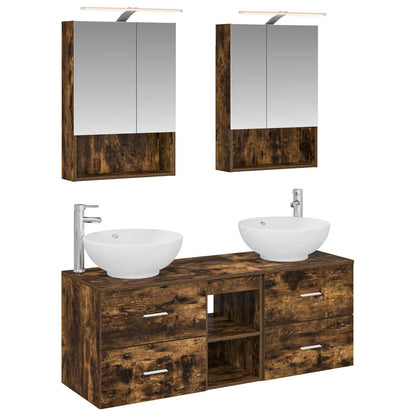 Bathroom Furniture Set 5 pcs Smoked Oak