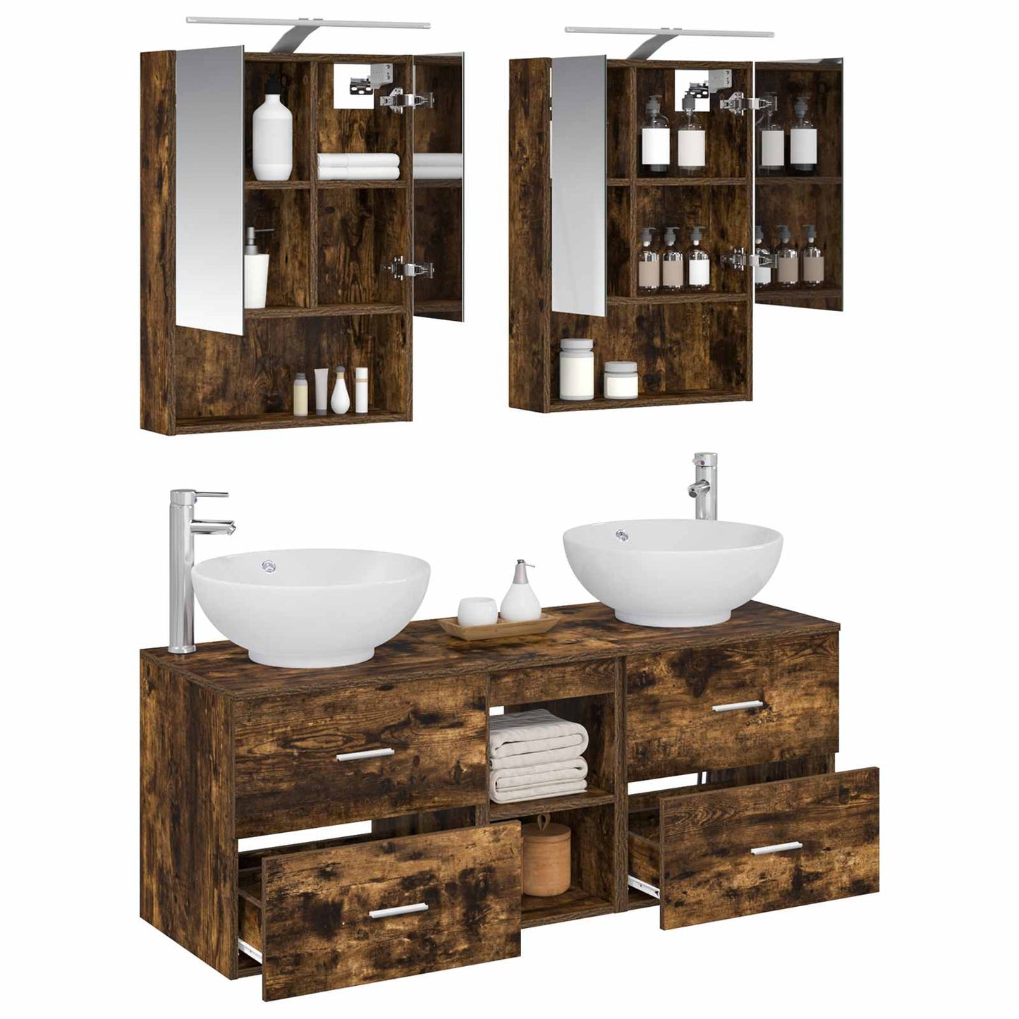 Bathroom Furniture Set 5 pcs Smoked Oak