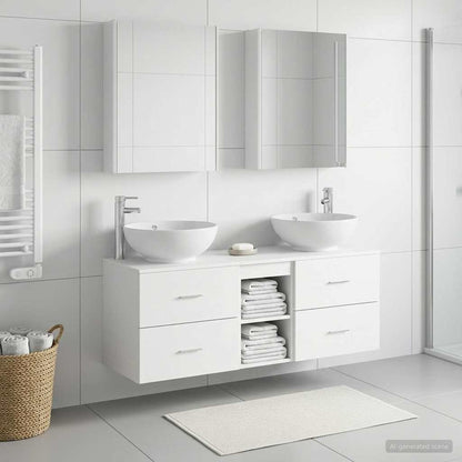 Bathroom Furniture Set 5 pcs White Engineered Wood and Glass