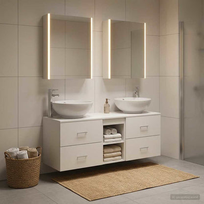Bathroom Furniture Set 5 pcs White Engineered Wood and Glass