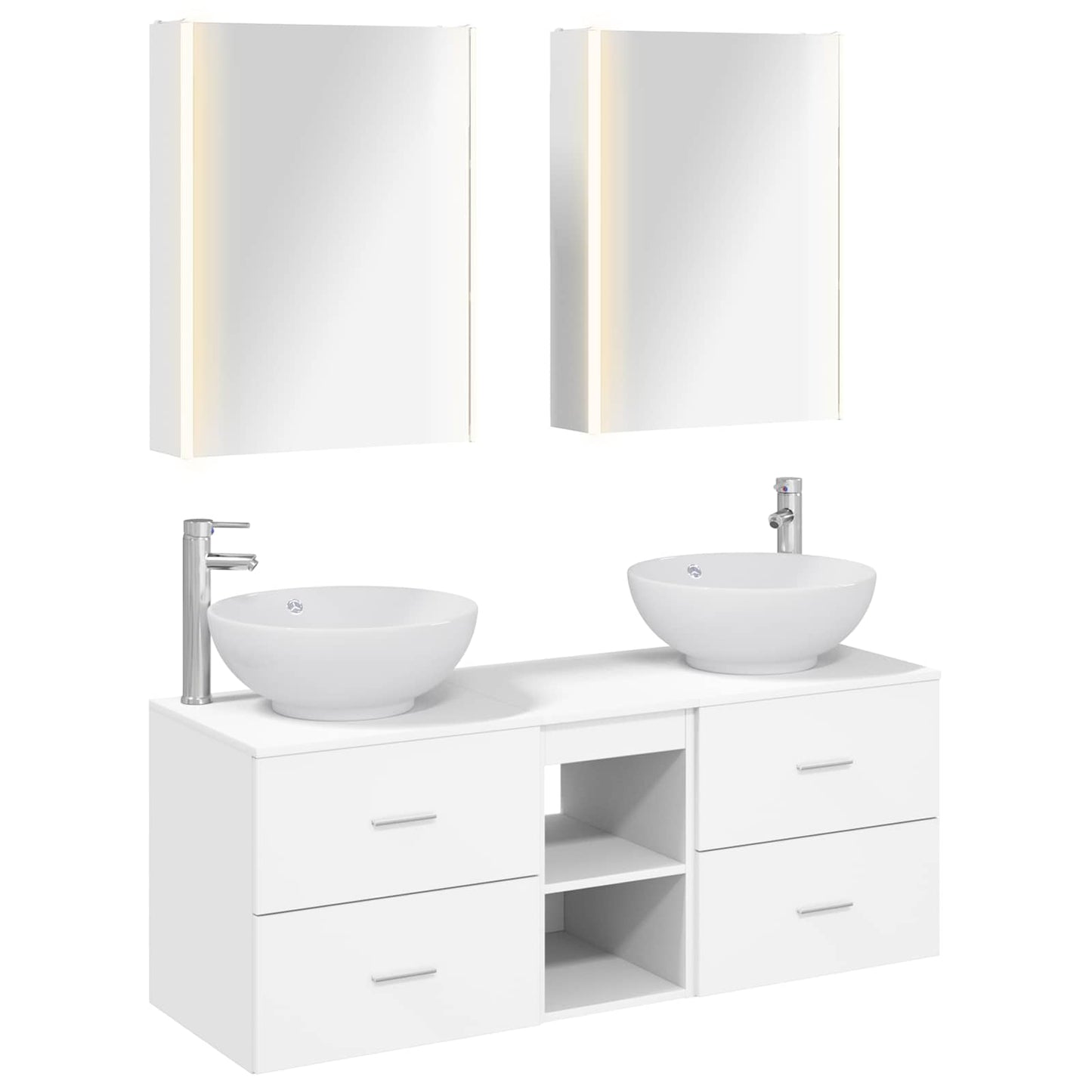 Bathroom Furniture Set 5 pcs White Engineered Wood and Glass