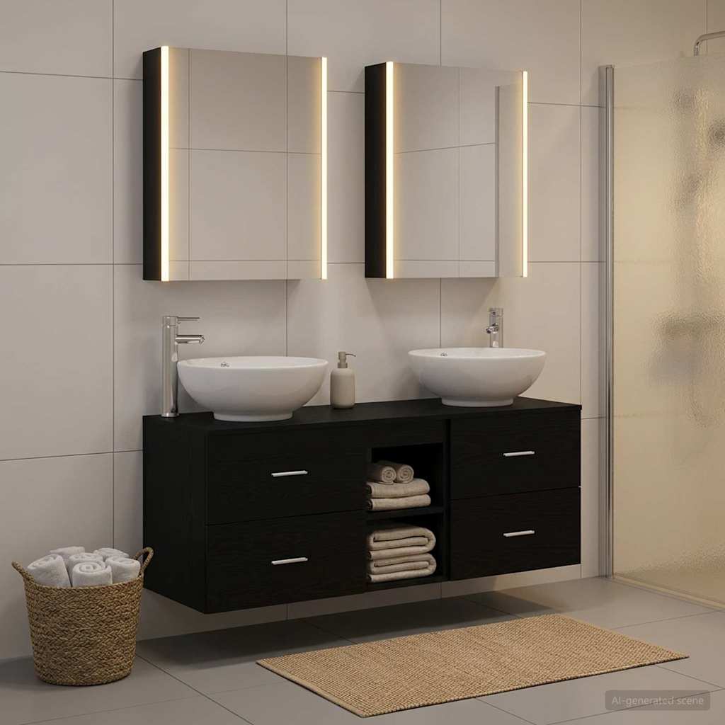 Bathroom Furniture Set 5 pcs Black Oak