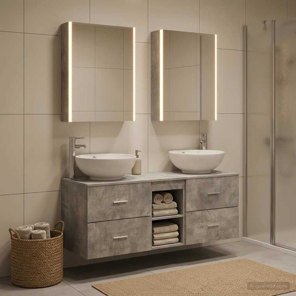 Bathroom Furniture Set 5 pcs Concrete Grey
