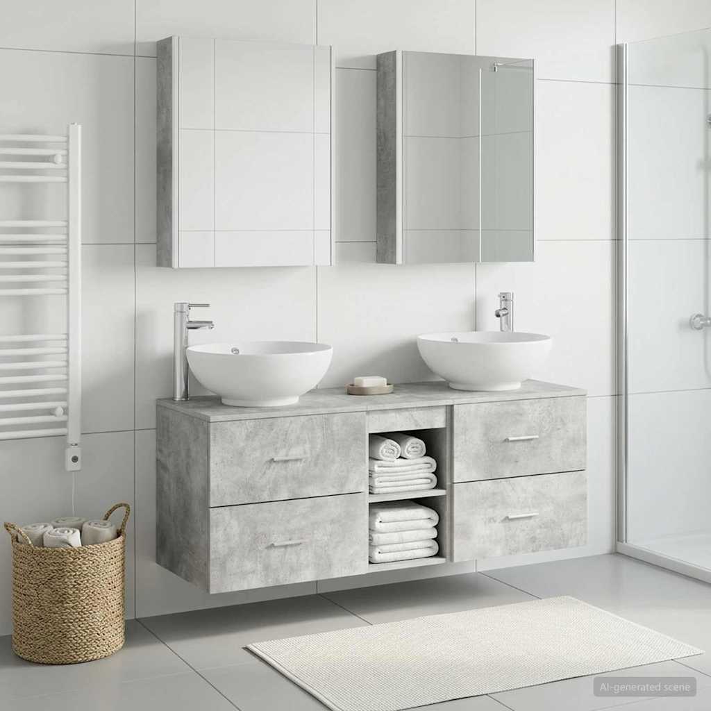 Bathroom Furniture Set 5 pcs Concrete Grey