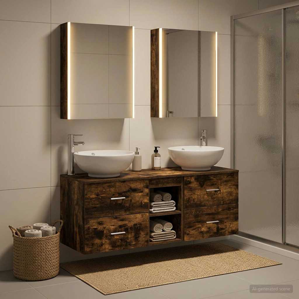 Bathroom Furniture Set 5 pcs Smoked Oak