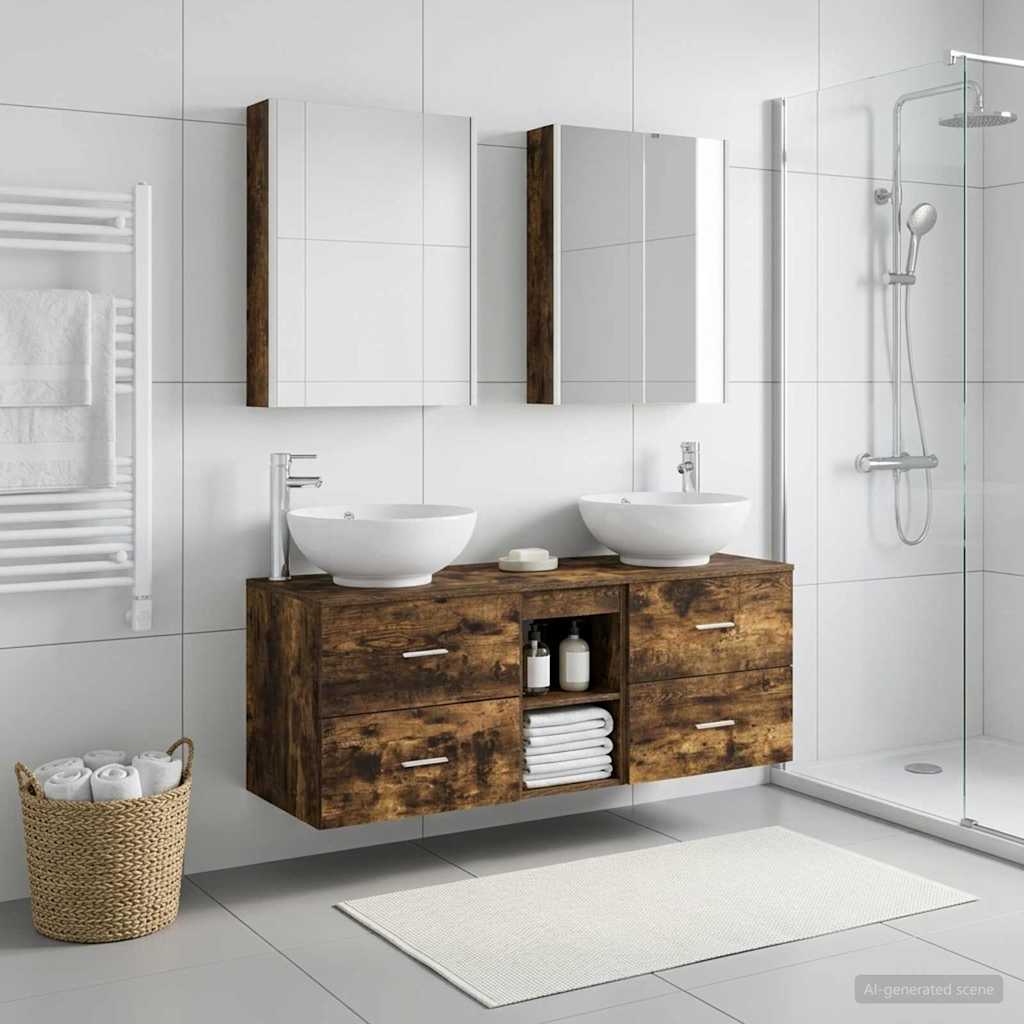 Bathroom Furniture Set 5 pcs Smoked Oak