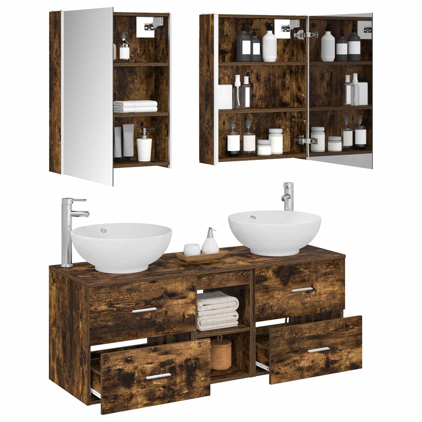 Bathroom Furniture Set 5 pcs Smoked Oak