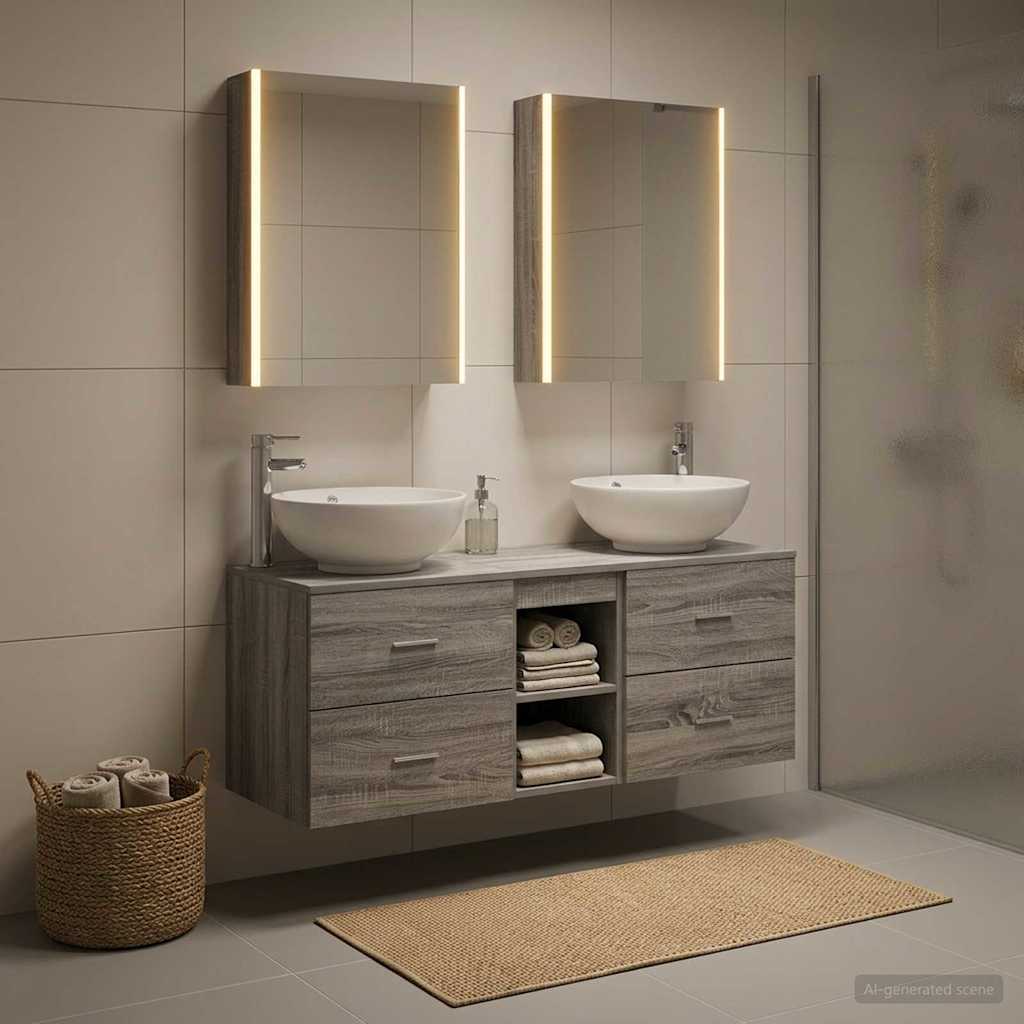 Bathroom Furniture Set 5 pcs Grey Sonoma