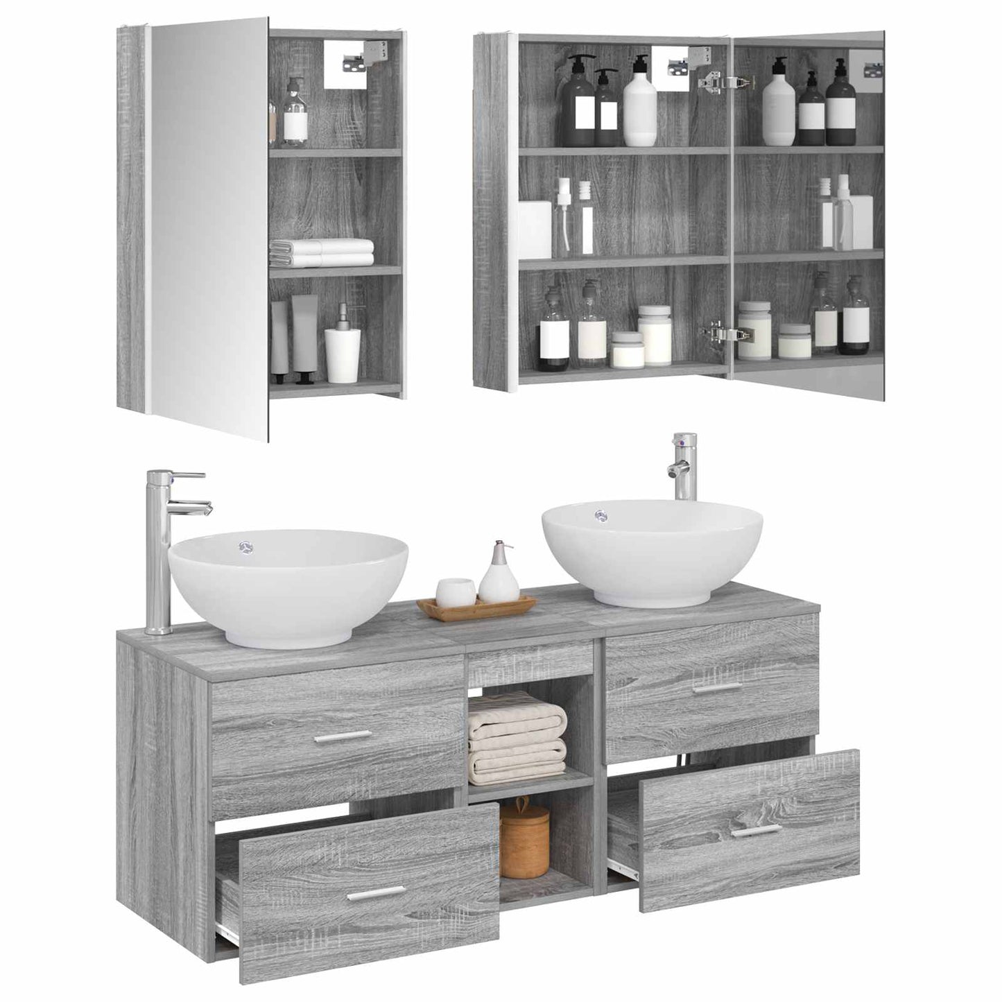 Bathroom Furniture Set 5 pcs Grey Sonoma