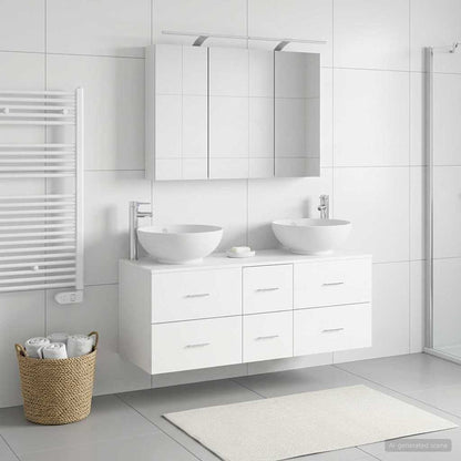 Bathroom Furniture Set 4 pcs White Engineered Wood and Glass