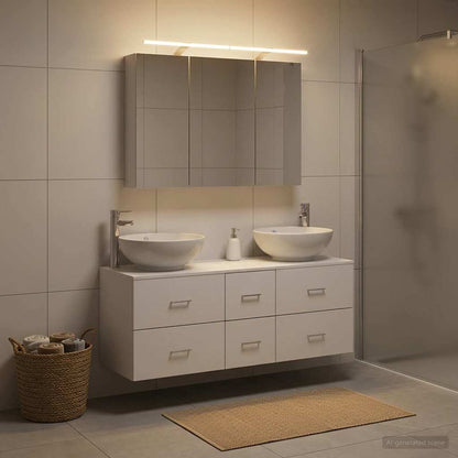Bathroom Furniture Set 4 pcs White Engineered Wood and Glass