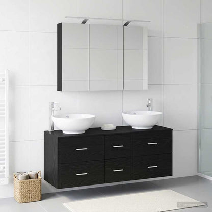 Bathroom Furniture Set 4 pcs Black Oak