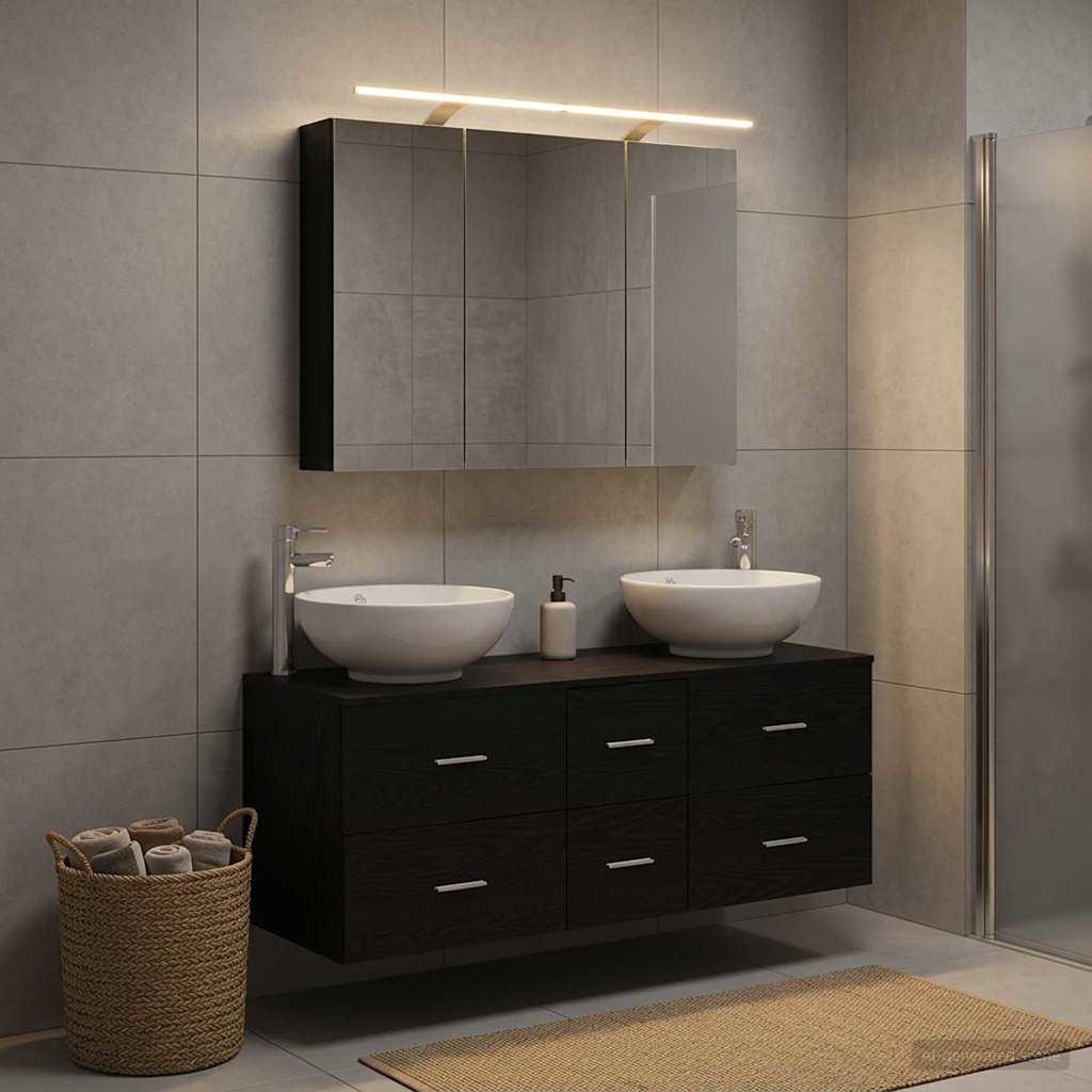 Bathroom Furniture Set 4 pcs Black Oak