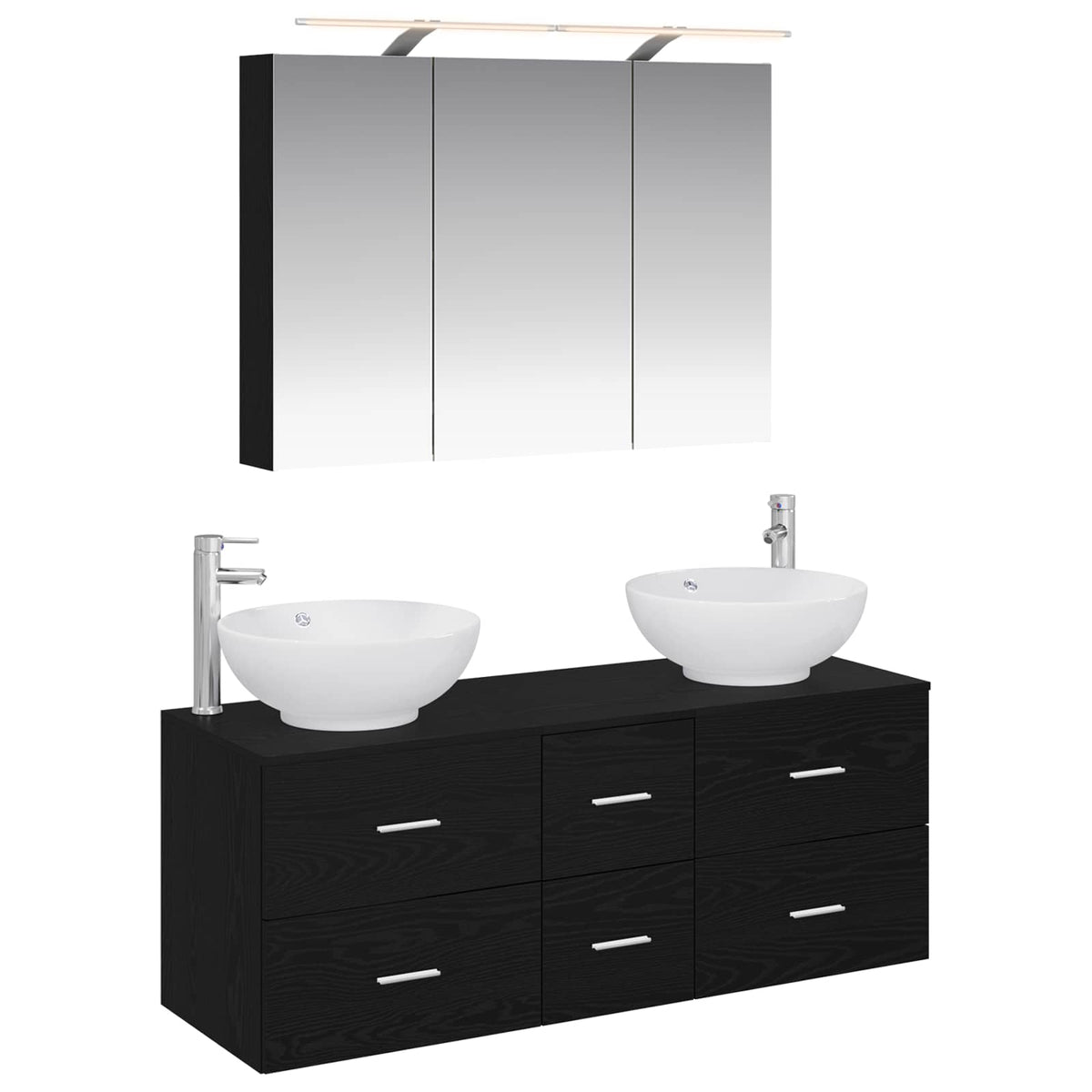 Bathroom Furniture Set 4 pcs Black Oak