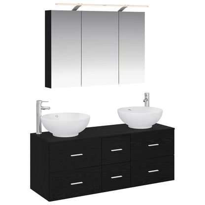 Bathroom Furniture Set 4 pcs Black Oak