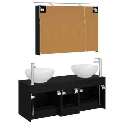 Bathroom Furniture Set 4 pcs Black Oak