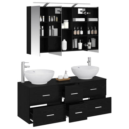 Bathroom Furniture Set 4 pcs Black Oak