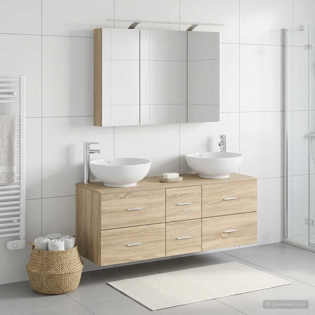 Bathroom Furniture Set 4 pcs Sonoma Oak