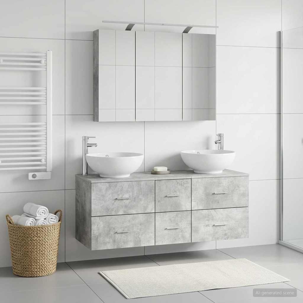 Bathroom Furniture Set 4 pcs Concrete Grey