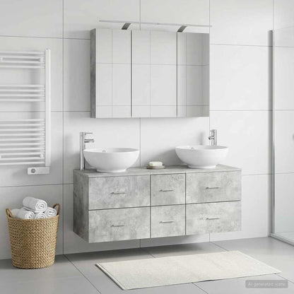 Bathroom Furniture Set 4 pcs Concrete Grey