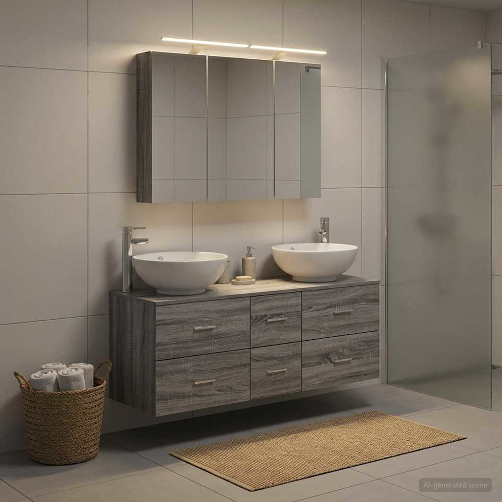 Bathroom Furniture Set 4 pcs Grey Sonoma