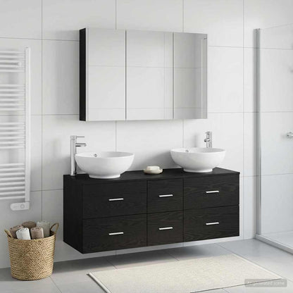 Bathroom Furniture Set 4 pcs Black Oak