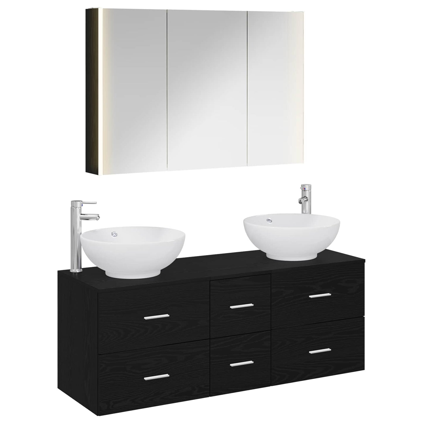Bathroom Furniture Set 4 pcs Black Oak