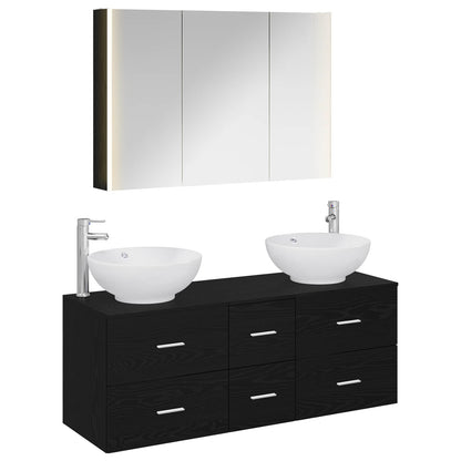 Bathroom Furniture Set 4 pcs Black Oak