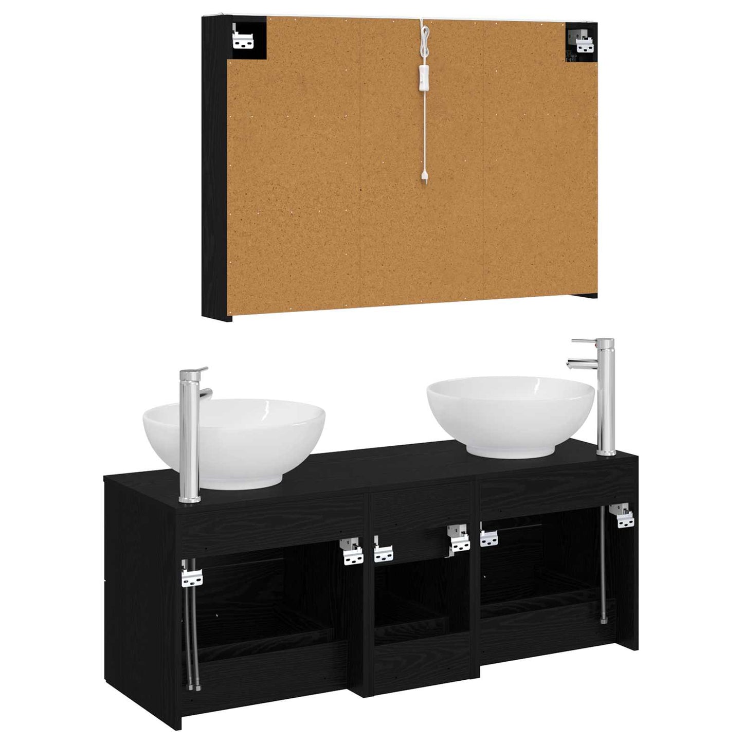 Bathroom Furniture Set 4 pcs Black Oak