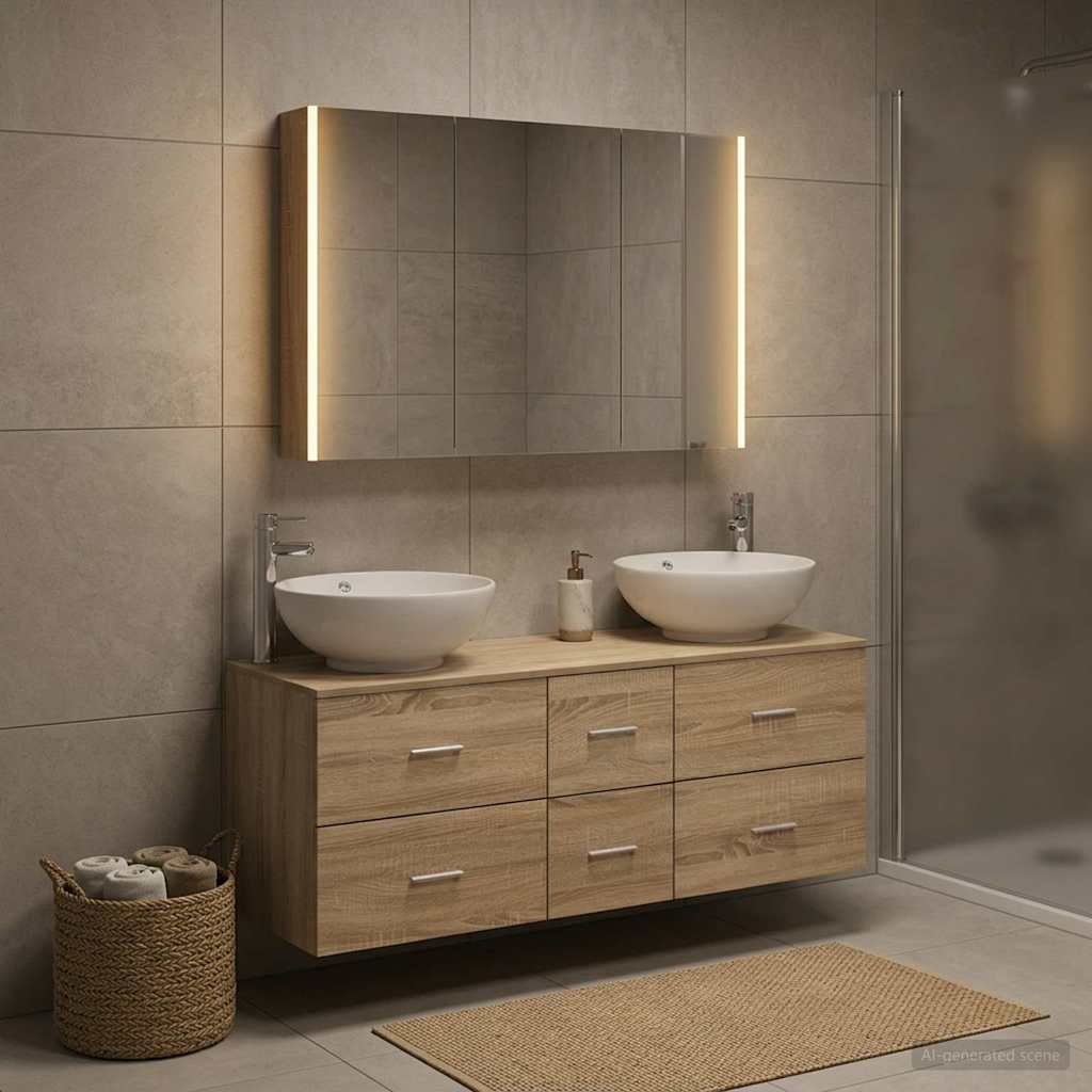 Bathroom Furniture Set 4 pcs Sonoma Oak