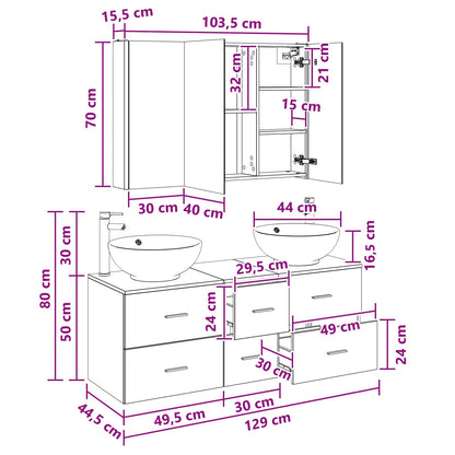 Bathroom Furniture Set 4 pcs Sonoma Oak