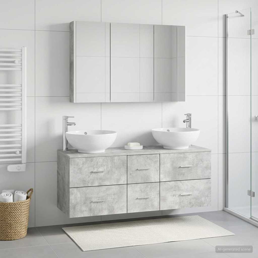 Bathroom Furniture Set 4 pcs Concrete Grey